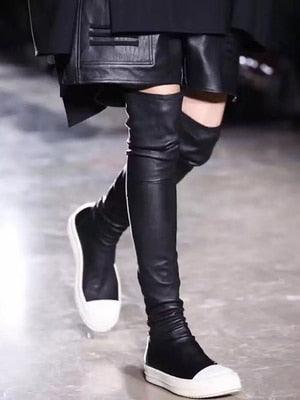 Bad Girl Leather Over the Knee Stretch Boots - BoozayCollctn